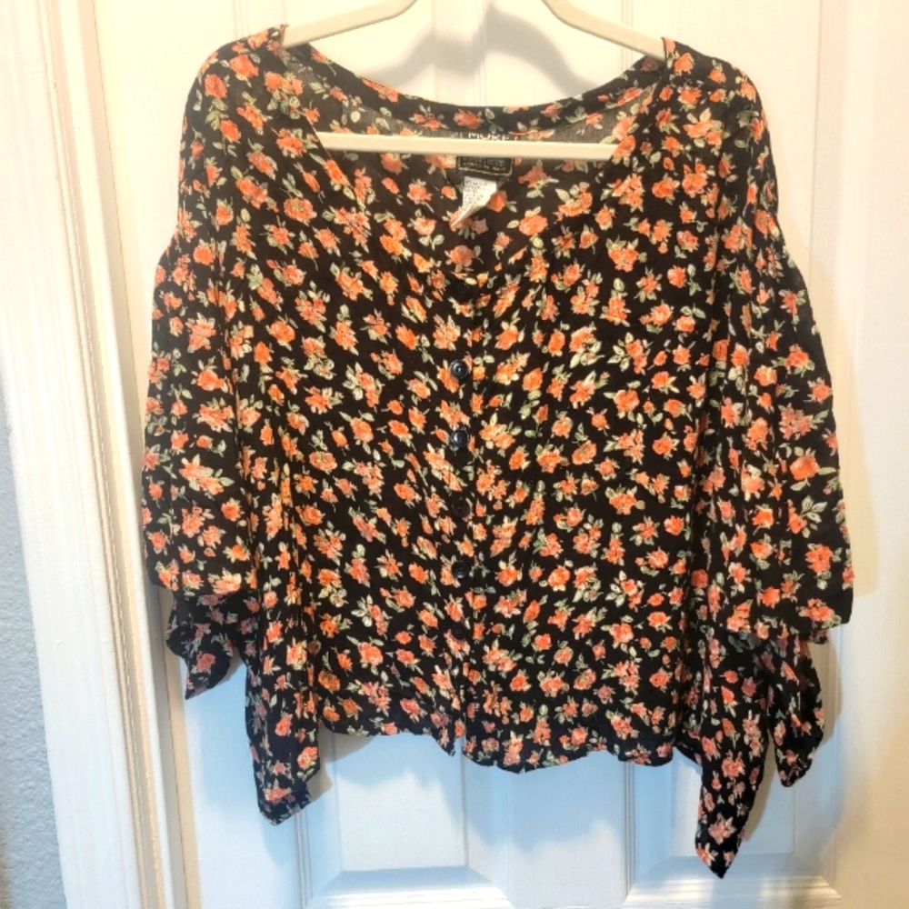 Y2K Fairy Celestial More Jazz cropped flutter sleeve babydoll Top 3X Petite‎